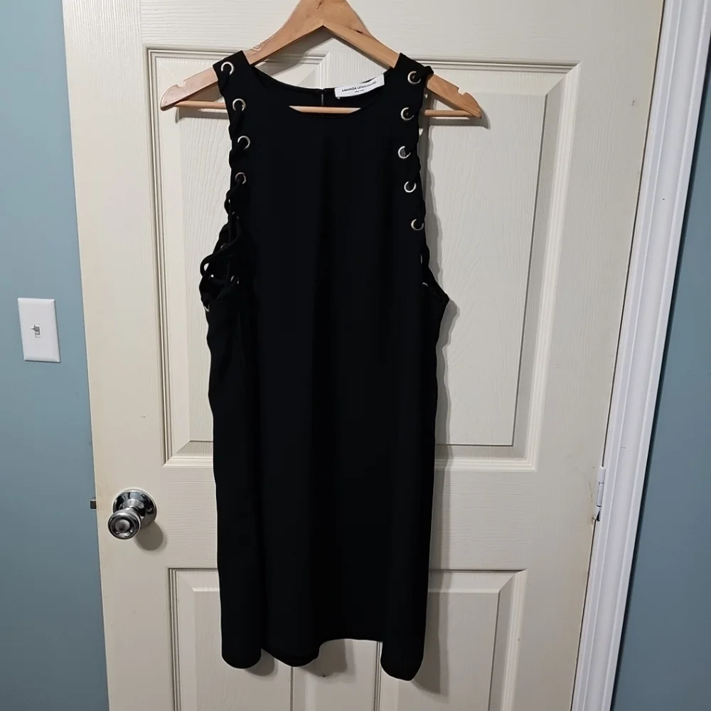 Amanda Uprichard Allegra Lace‎ Up Side Keyhole Shift Mini Dress Size Large EUC